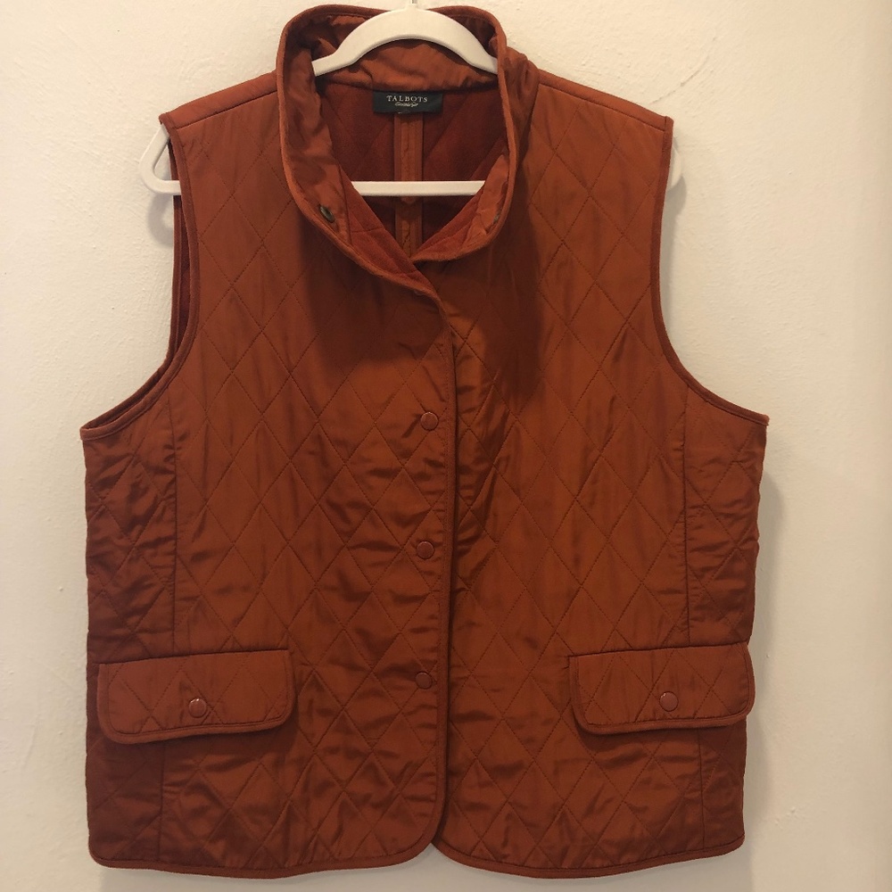 Talbots Women’s Two Pocket Rust Snap Vest Size XL